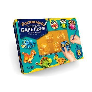 Расписной гипсовый барельеф Danko Toys Совы и динозавры 8 фигур РГБ-08 фото 1