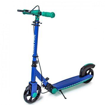Двухколесный самокат Scale Sports SS-19 складной синий с ручным тормозом фото 1