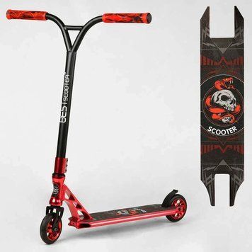 Трюковий самокат Best Scooter Snake`n`Skull HIC-система, пеги, анод, колеса 110 мм червоний BS-7433 фото 1