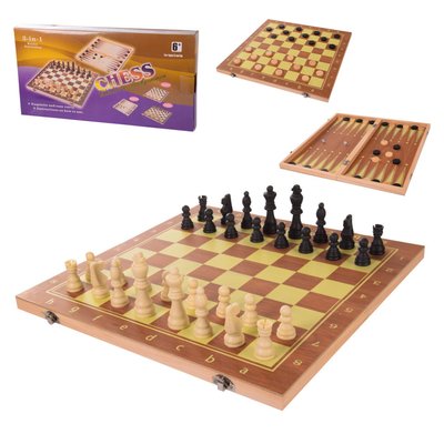 Набор классических игр 2 в 1 "Шахматы, шашки, нарды" на деревянной доске 39х39 см 624A фото 1