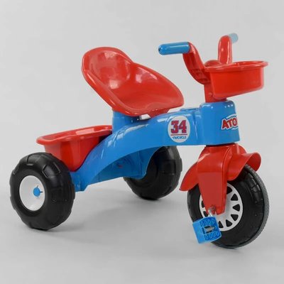 Дитячий триколісний велосипед Pilsan 34 пластикові колеса червоно-синій 07-169 фото 1