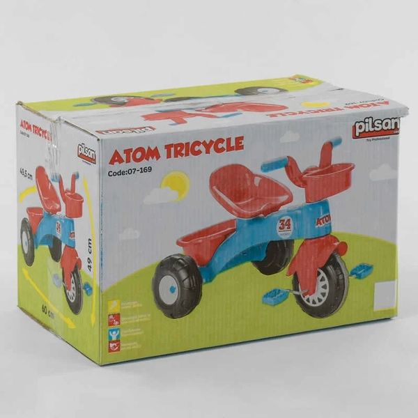 Дитячий триколісний велосипед Pilsan 34 пластикові колеса червоно-синій 07-169 фото 2