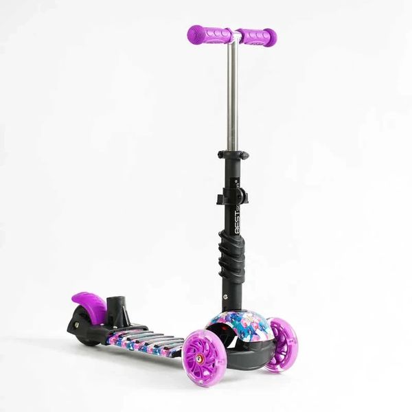 Дитячий самокат - трансформер 6 в 1 з бортиком та підсвічуванням Best Scooter бічні колеса фіолетовий фото 2
