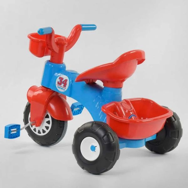 Детский трехколесный велосипед Pilsan 34 пластиковые колеса красно-синий 07-169 фото 4