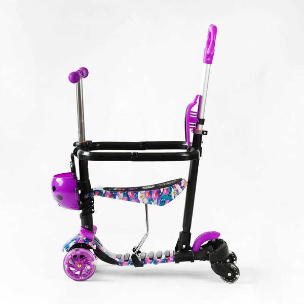 Дитячий самокат - трансформер 6 в 1 з бортиком та підсвічуванням Best Scooter бічні колеса фіолетовий фото 4