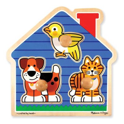 Пазл - вкладиш дерев'яний для малюків "Домашні тварини" Melissa & Doug 3 елементи MD2055 фото 1