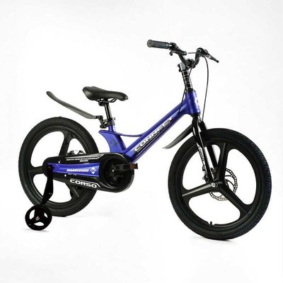 Велосипед подростковый двухколёсный 20" CORSO Connect магниевая рама доп колеса синий MG-20115 фото 1