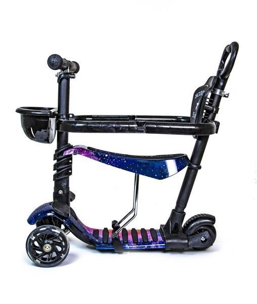 Детский самокат - трансформер 6 в 1 с подсветкой и бортиком Scooter Корзинка Universe фото 2