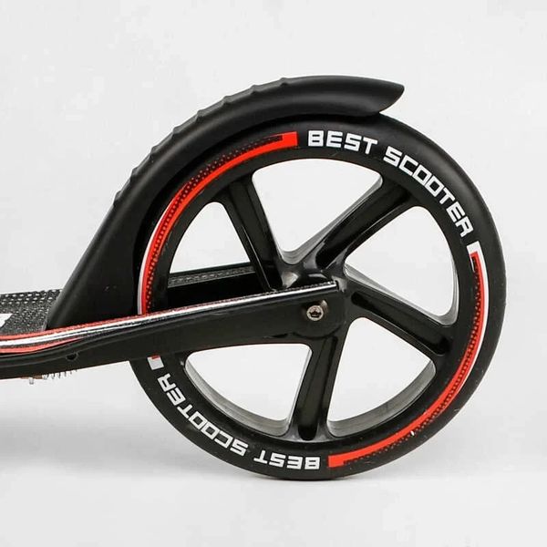 Самокат двухколесный алюминиевый Best Scooter Big Wheels черный с красным 10304 фото 5