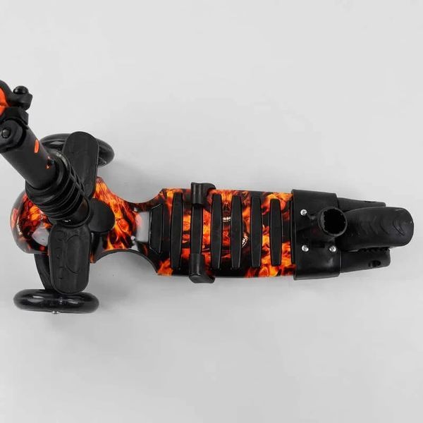 Детский самокат - трансформер 5 в 1 с подсветкой Best Scooter Корзинка с принтом черный с красным 17334 фото 4