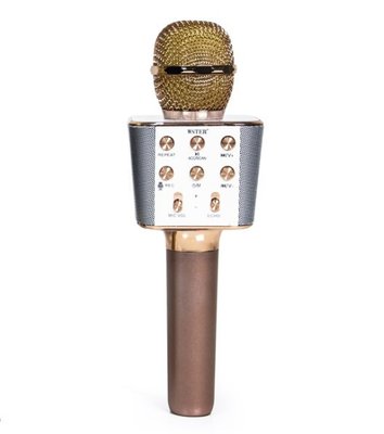 Бездротовий bluetooth караоке мікрофон з колонкою WS-тисяча шістсот вісімдесят вісім Рожево Золотий фото 1