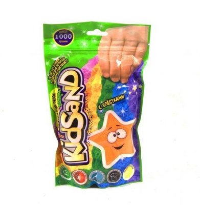 Кинетический песок Danko Toys KidSand в пакете с блёстками 1000 г оранжевый KS-03-01 фото 1