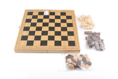 Набор классических игр 3 в 1 "Шахматы, шашки, нарды" деревянный 30x30 см 820 фото 1