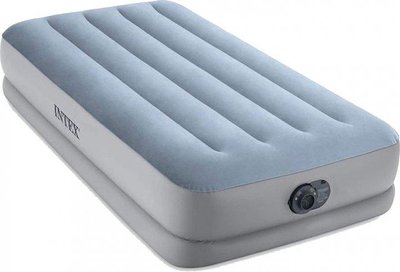 Велюровый надувной матрас для отдыха и сна Intex одинарный с электронасосом 99х191х36см 64166 фото 1