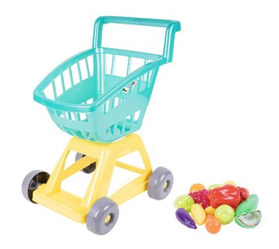 Пластиковий дитячий візок з продуктами Оріон 16 предметів бірюзовий 693в.3 фото 1