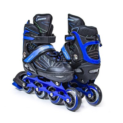 Раздвижные детские роликовые коньки 31-35 Caroman Sport с подсветкой переднего колеса Blue фото 1