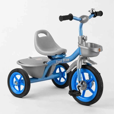 Дитячий триколісний велосипед Best Trike гумові колеса блакитний BS-2478 фото 1