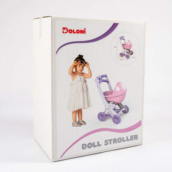 Коляска для кукол Doloni с люлькой пластиковая розовый с фиолетовым 0121/02 фото 5