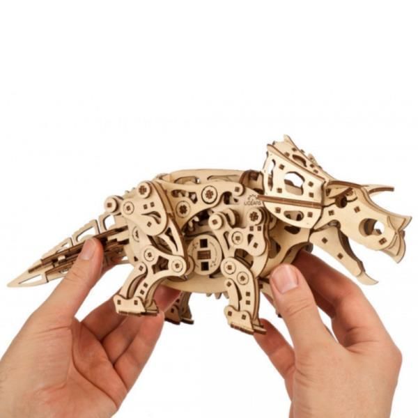 3D конструктор механічний дерев'яний Ugears Трицератопс 400 деталей 70211 фото 4