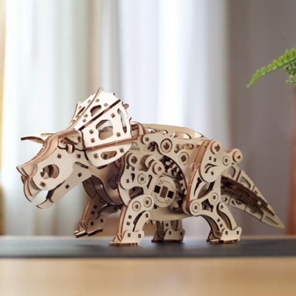 3D конструктор механічний дерев'яний Ugears Трицератопс 400 деталей 70211 фото 8
