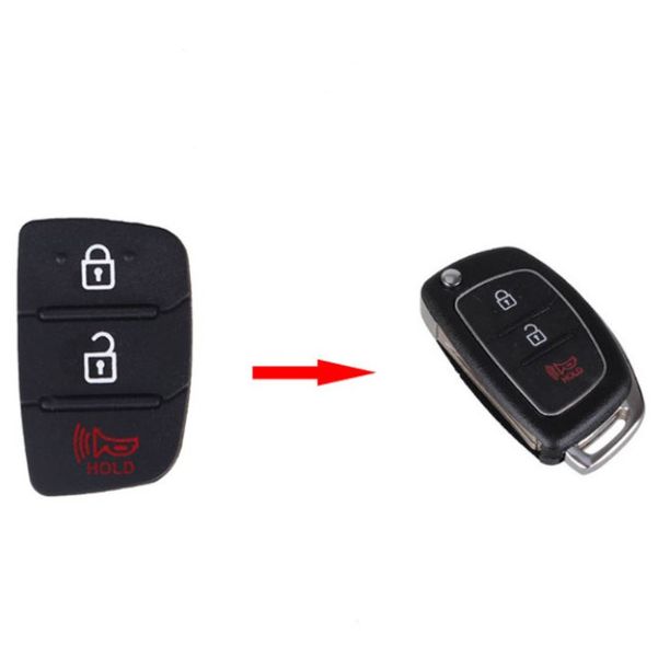 Гумові кнопки-накладки на ключ Hyundai I20 (Хюндай I20) скошені 3 кнопки Гудок фото 2