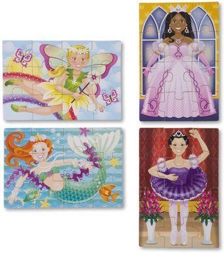 Деревянный пазл 4 в 1 Melissa&Doug "Сказочные друзья" 12х4 элементов 15х20 см MD9520 фото 1