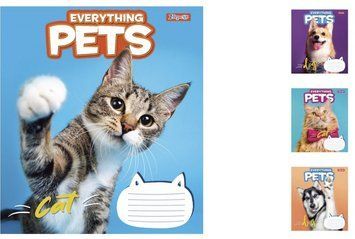 Учебные тетради в линейку на 18 листов 1Вересня Everything pets 25шт. 765839 фото 1