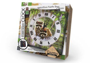 Вышивка гладью и бисером Danko Toys Часы: Енот фото 1