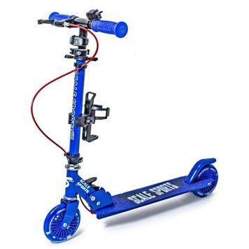 Самокат двоколісний складаний з підсвічуванням Scale Sports SS-13 ручне гальмо LED ліхтарик синій фото 1