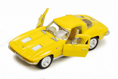Машинка KINSMART Corvette Sting Ray 1963 1:32 жовтий KT5358W фото 1