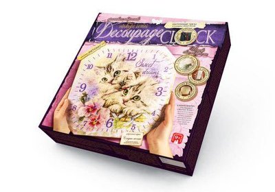 Набір для декупажу Danko Toys Decoupage Clock Кошенята з рамкою DKC-01-10 фото 1