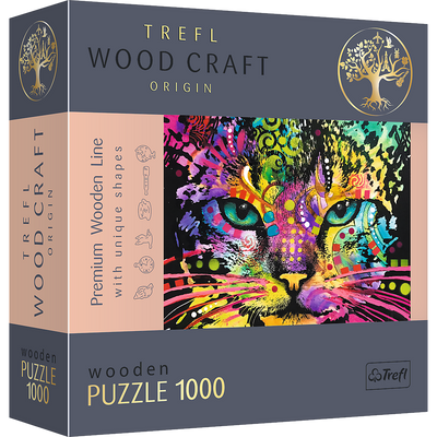 Фігурний дерев'яний пазл Trefl "Кольоровий кіт" 1000 елементів 52х38 см 20148 фото 1