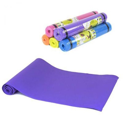 Каремат для йоги фитнеса туризма Profi 175х60см 4мм материал EVA фиолетовый C36547 фото 1