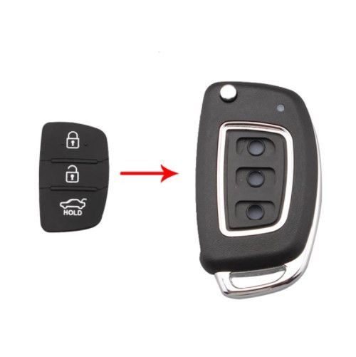 Резиновые кнопки-накладки на ключ Hyundai IX45 (Хюндай IX45) косой 3 кнопки HOLD фото 2