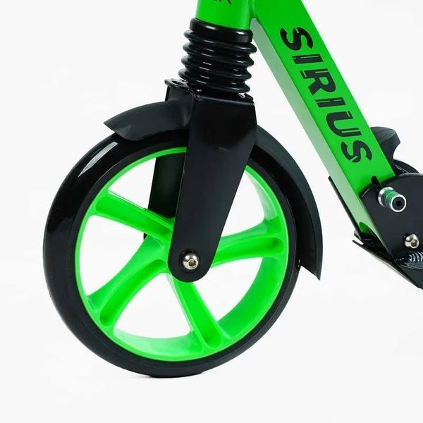 Самокат двухколесный складной Skyper Sirius колеса PU 200 мм с амортизатором черный / салатовый S-95019 фото 6
