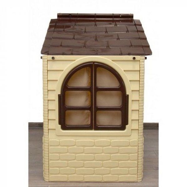 Пластиковий дитячий ігровий будиночок Doloni з вікнами та дверима 130х70х120 см жовтий з коричневим 02550/12 фото 3