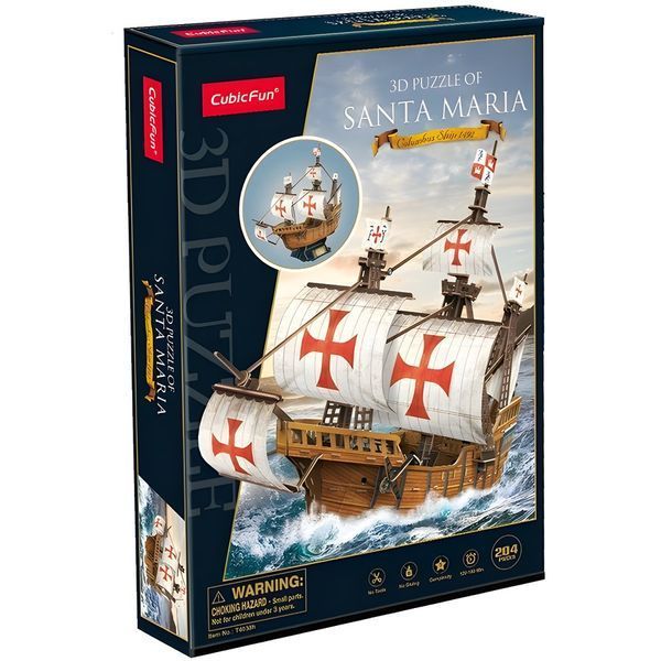 3D пазл об'ємний Cubic Fun Корабель Санта-Марія 204 елемента T4038h фото 2