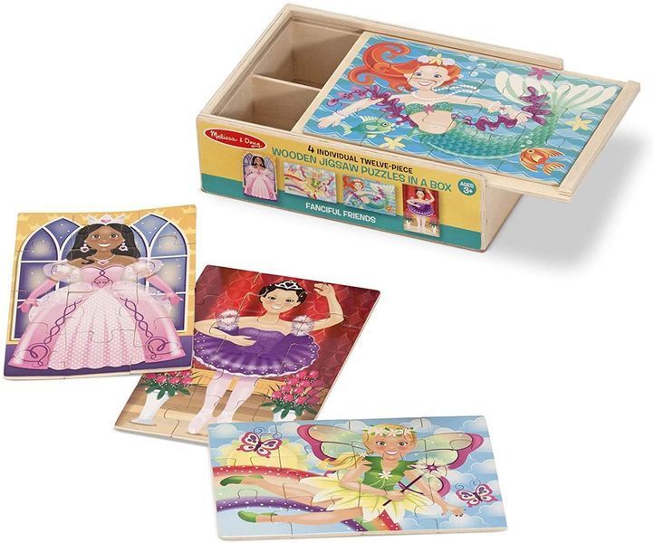 Деревянный пазл 4 в 1 Melissa&Doug "Сказочные друзья" 12х4 элементов 15х20 см MD9520 фото 2