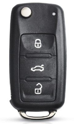 Кожаный чехол для автомобильного ключа зажигания VW (Volkswagen) премиум джинс 3 кнопки фото 4