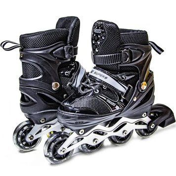Роликові ковзани дитячі розсувні 34-37 Superpower Black PU фото 1