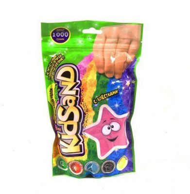 Кинетический песок Danko Toys KidSand в пакете с блёстками 1000 г розовый KS-03-01 фото 1