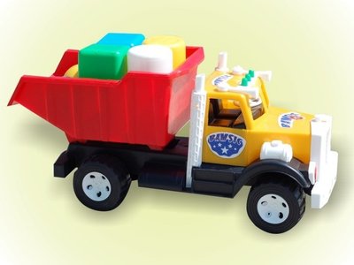 Іграшковий самоскид Бамсик Фарго-будівельник з кубиками 50 см червоний 009/8 фото 1