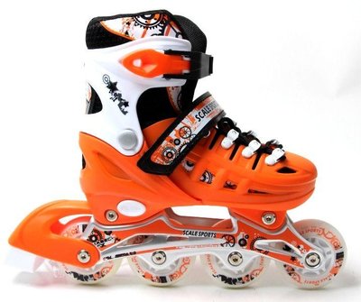 Раздвижные ролики для подростка 38-41 Scale Sports Orange с подсветкой переднего колеса фото 1