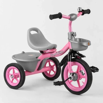 Дитячий триколісний велосипед Best Trike гумові колеса рожевий BS-1142 фото 1