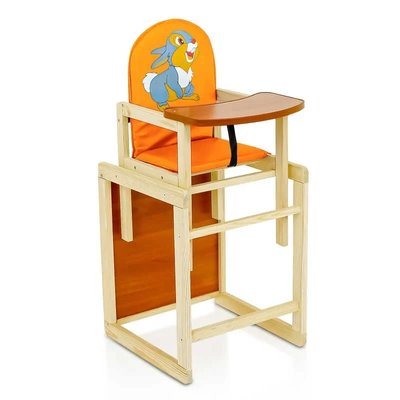 Детский стульчик для кормления - трансформер Мася Серый зайчик оранжевый фото 1