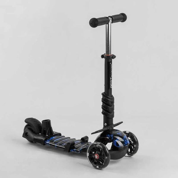 Детский самокат - трансформер 5 в 1 с подсветкой Best Scooter Корзинка с принтом черный с синим 18496 фото 7