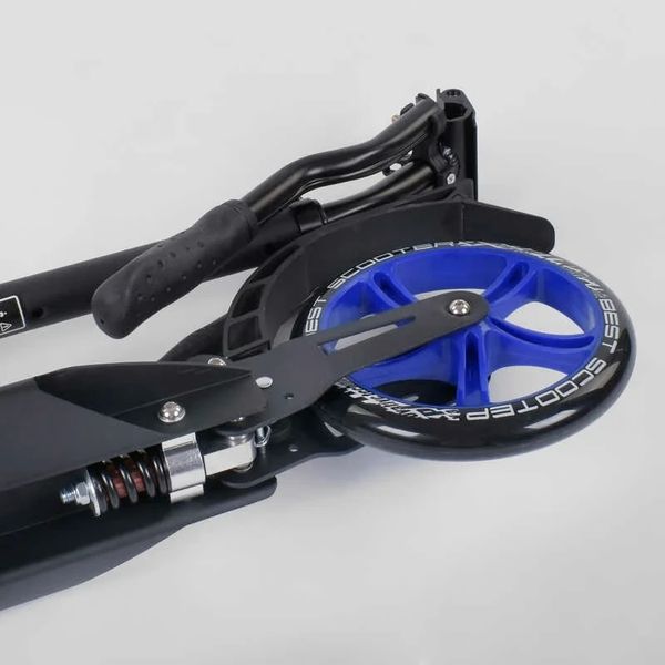Самокат двоколісний алюмінієвий складаний Best Scooter Scratch колеса 200 мм чорний з синім 73193 фото 4