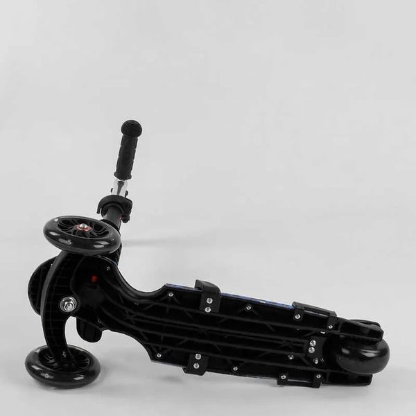 Детский самокат - трансформер 5 в 1 с подсветкой Best Scooter Корзинка с принтом черный с синим 18496 фото 5