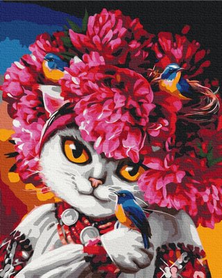 Картина за номерами BrushMe Преміум серії Патріот "Квітуча кішка ©marysha_art" 40х50см PBS53223 фото 1