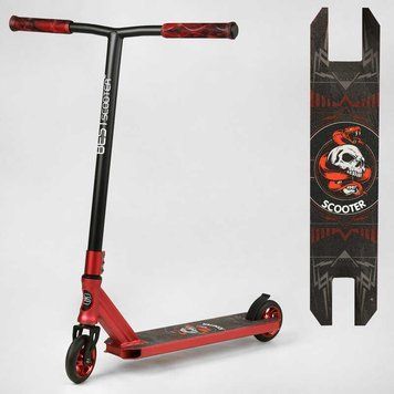 Трюковий самокат Best Scooter Snake`n`Skull HIC-система, пеги, анод, колеса 110 мм червоний BS-9811 фото 1